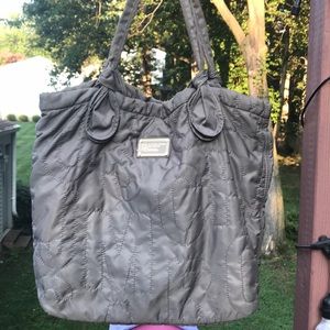 Large Marc Jacobs Quilted Nylon Tote. Gray.